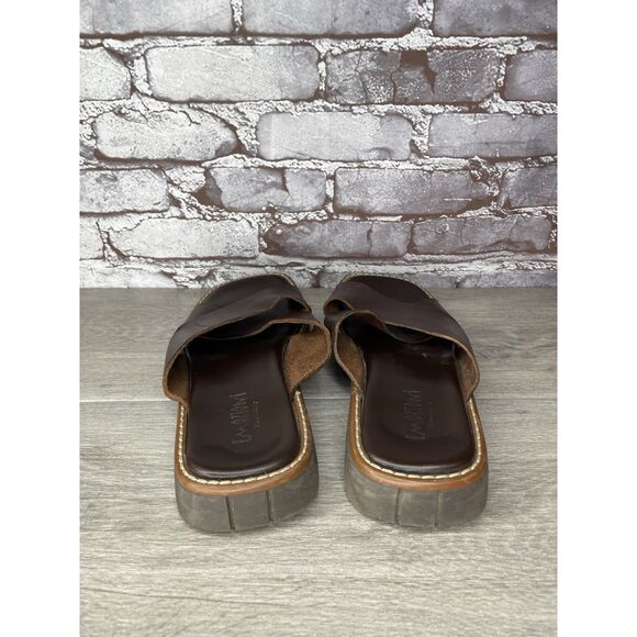 Emozioni Dark Brown Leather Slides Wedge Sandals Men Sz 45EU/12M US main image 16